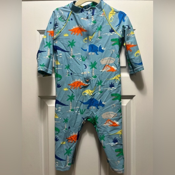 Baby Boden Dinosaur Print Swimsuit Sunsuit Zip up Size 3-4 104CM - Picture 1 of 6